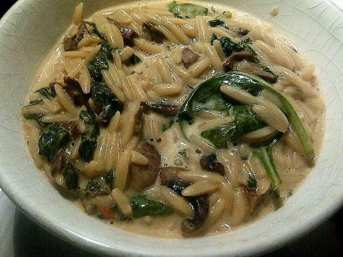 Orzotto with Mushrooms and Spinach